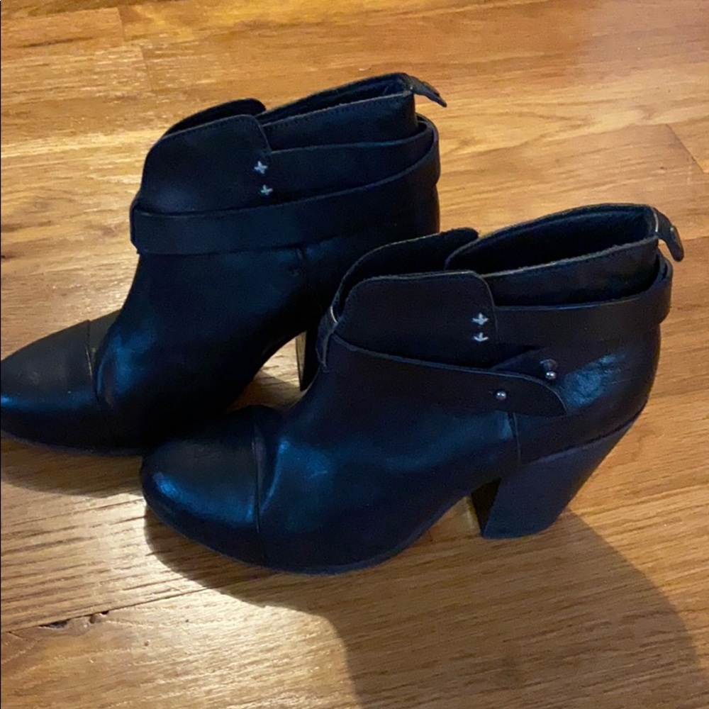 Rag and Bone Black Leather Harrow Booties 7.5